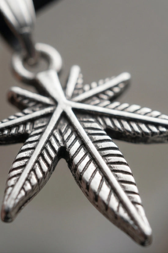 Silver Palm Leaf Pendant Necklace