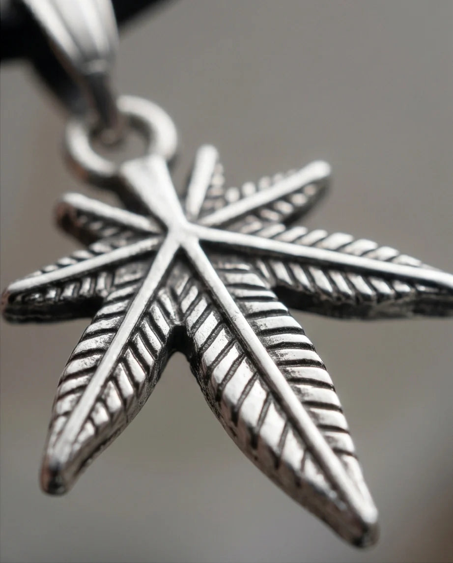 Silver Palm Leaf Pendant Necklace
