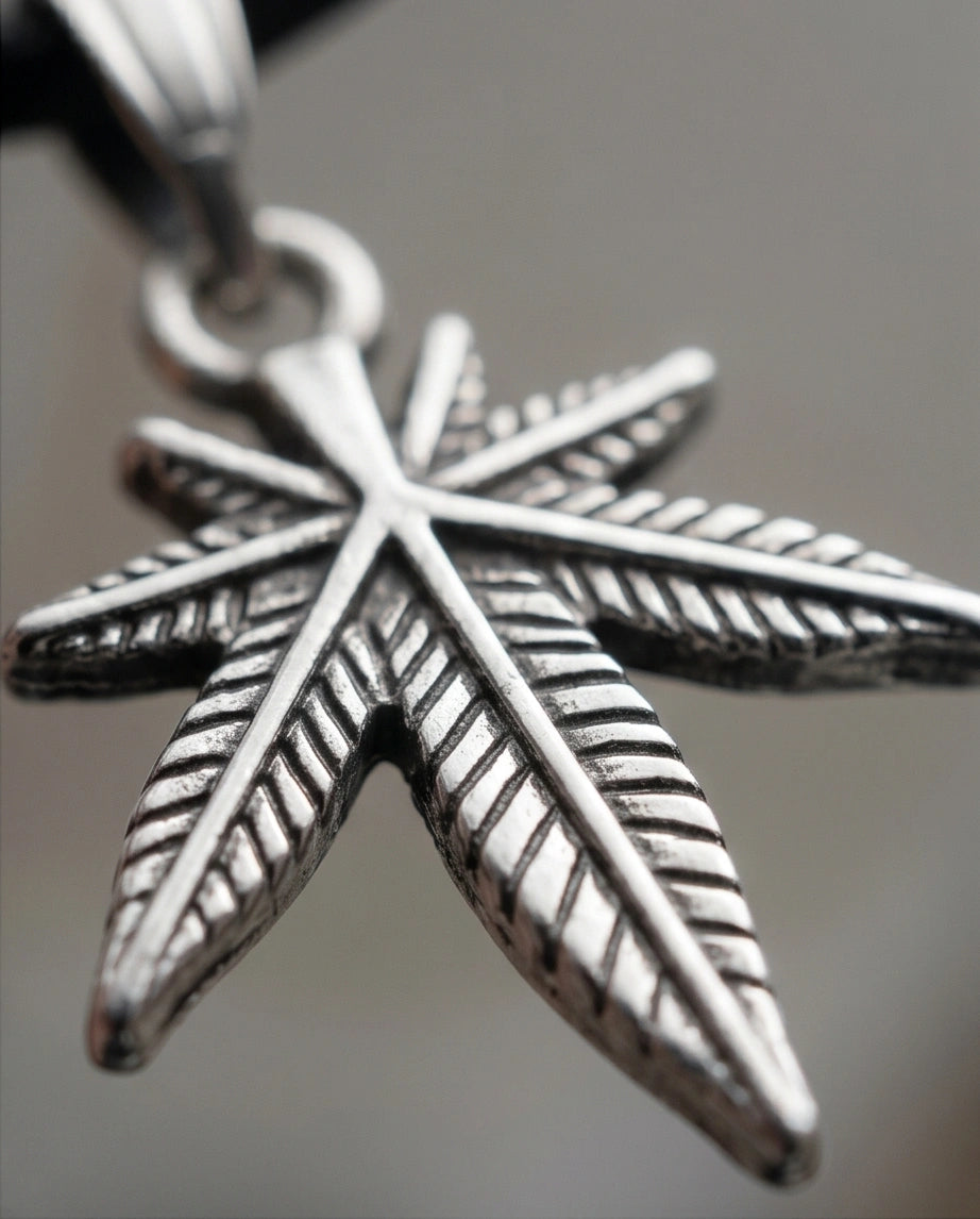 Silver Palm Leaf Pendant Necklace