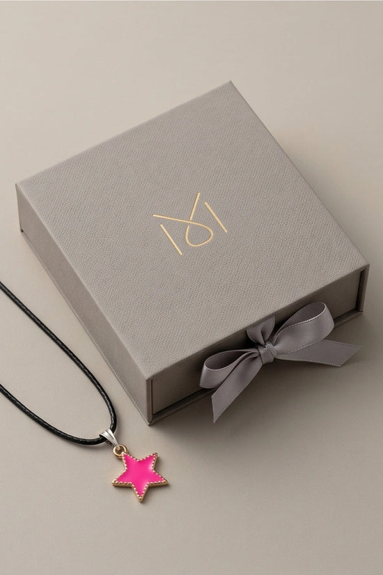 Gold and Pink Beaded Star Necklace