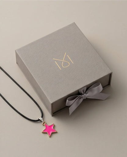 Gold and Pink Beaded Star Necklace