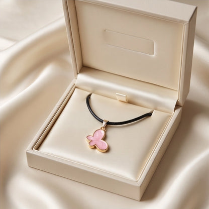 Soft Pink Butterfly Cord Necklace
