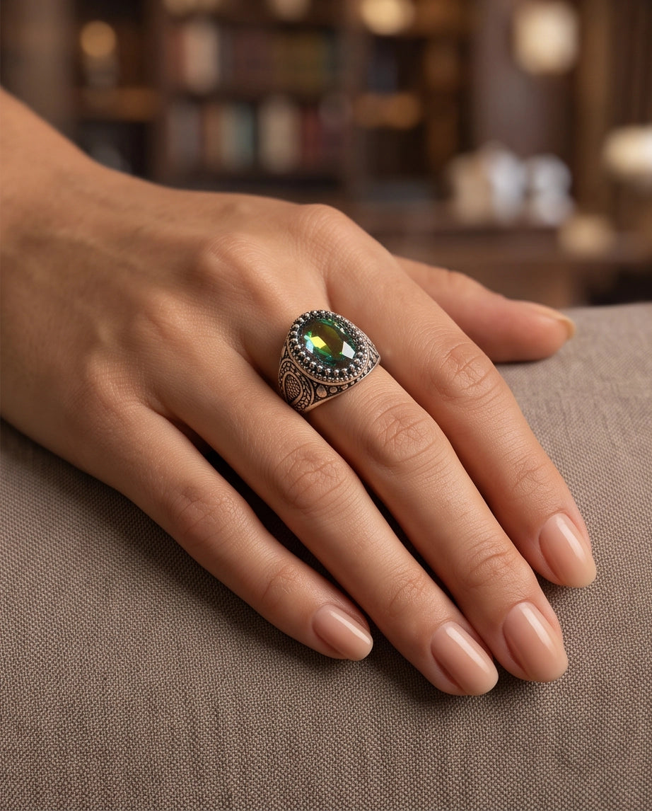 Prism Mystic Topaz Beaded Silver Ring