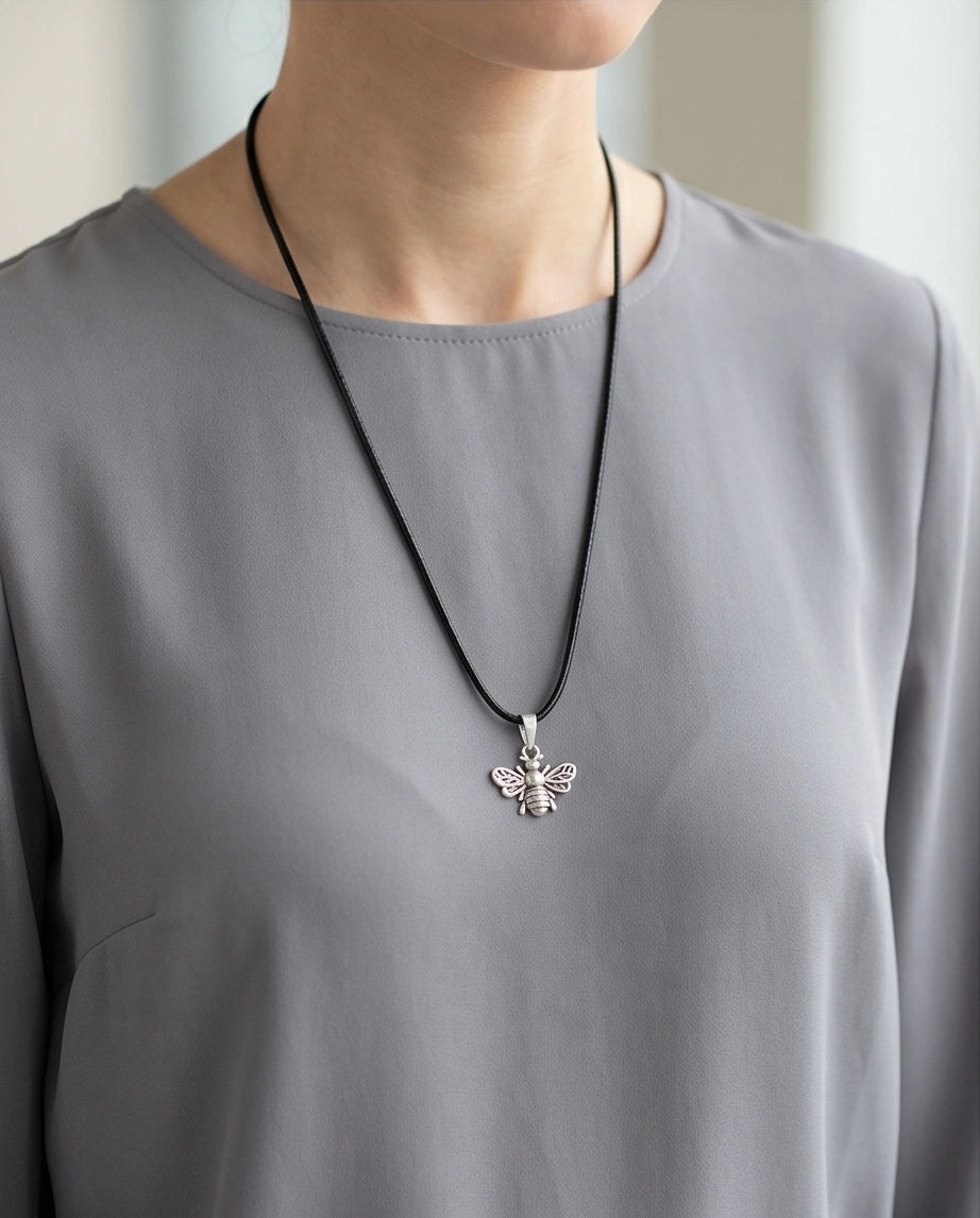 Silver Dainty Honeybee Pendant Necklace