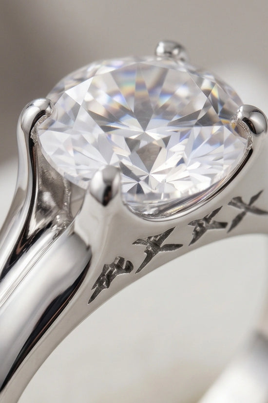 Sterling Silver Integrated Cathedral Round-Cut Moissanite Ring