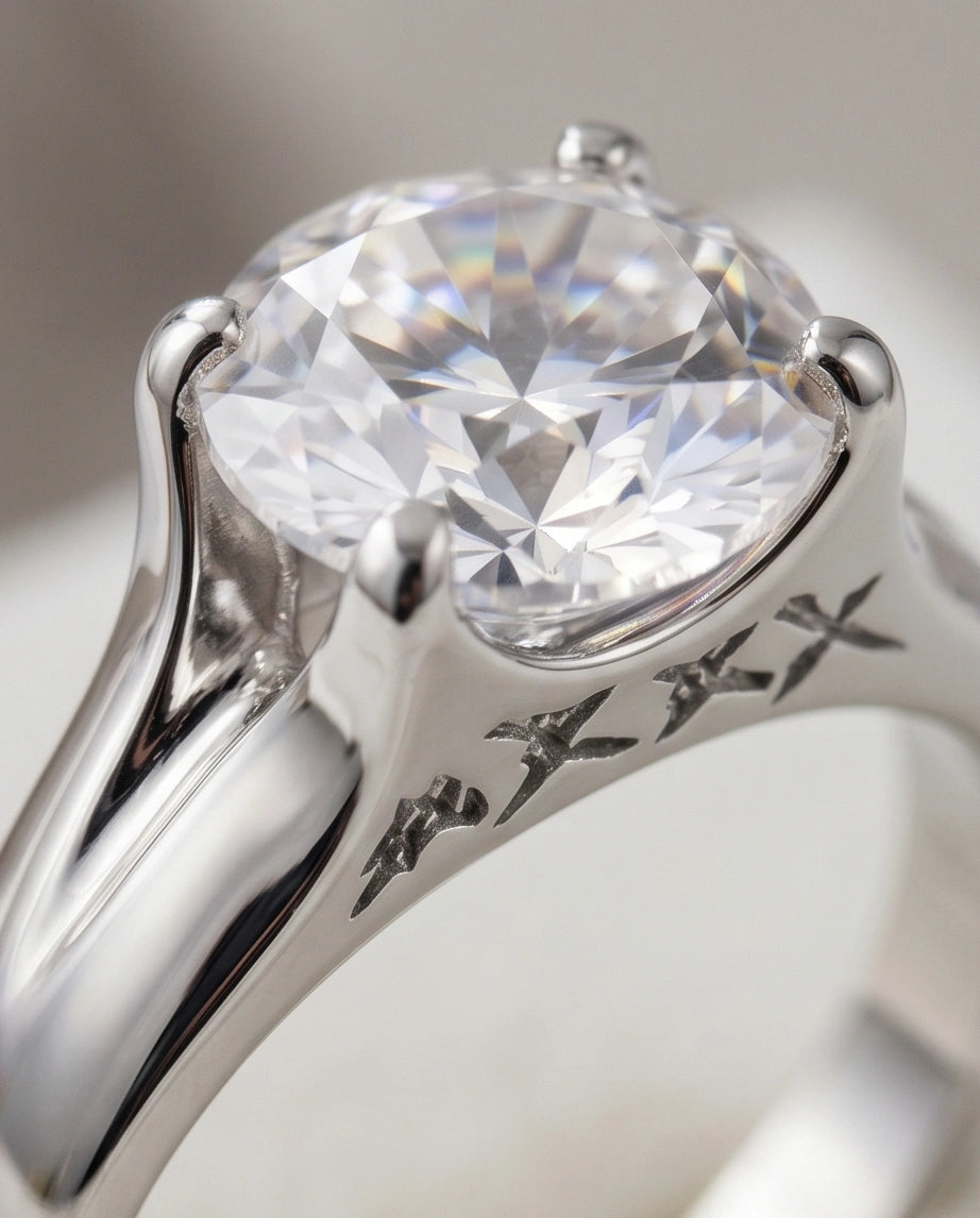 Sterling Silver Integrated Cathedral Round-Cut Moissanite Ring