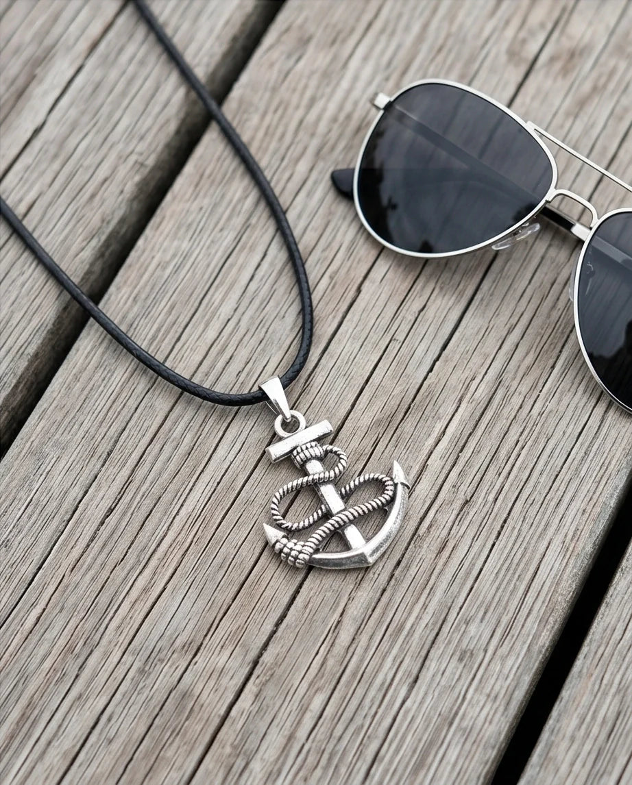 The Maritime Hope: Vintage Anchor & Rope Pendant Necklace