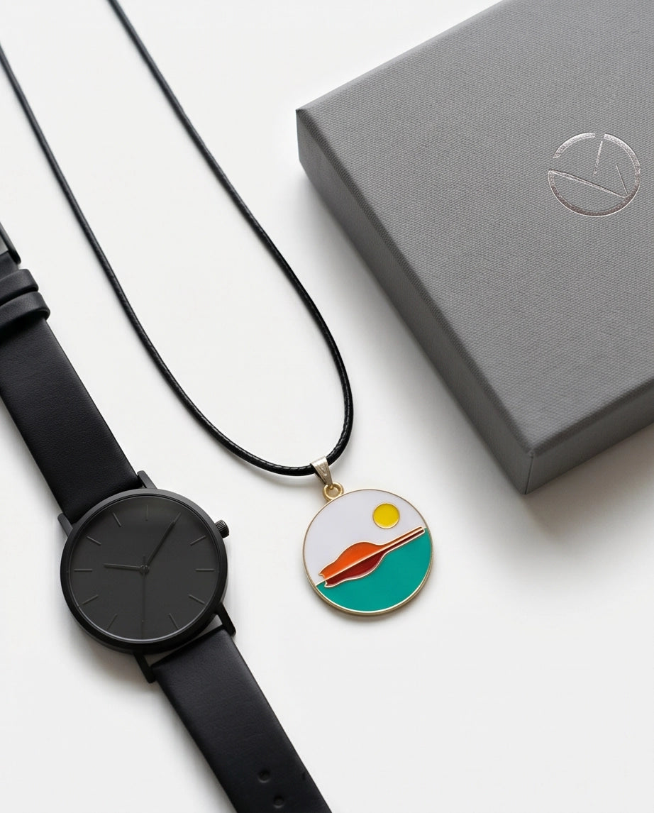 Minimalist Landscape Medallion Cord Necklace