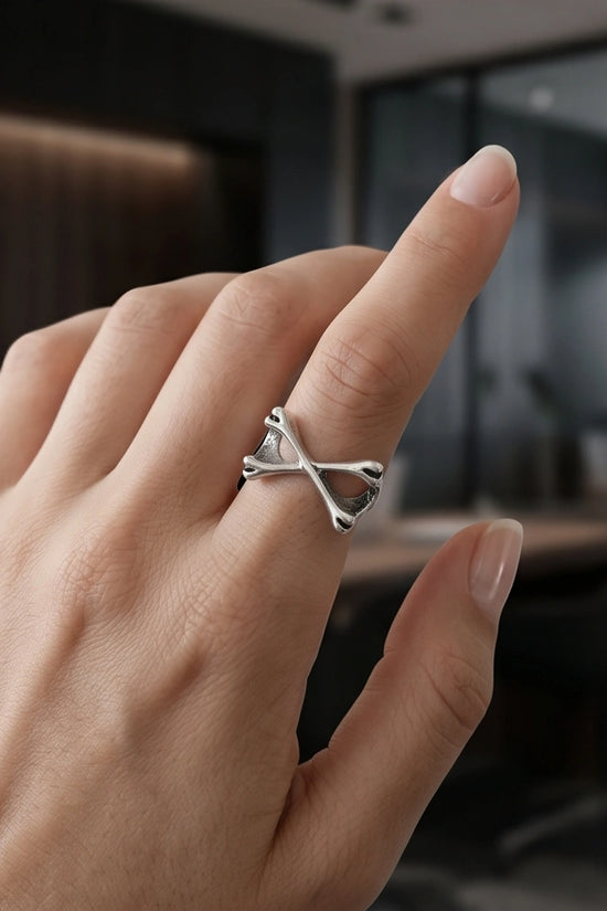 Gothic Sterling Silver Crossed Bones Ring