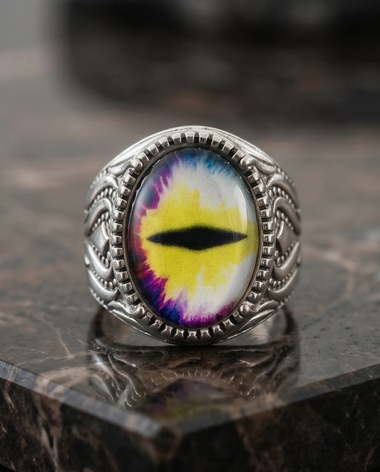 Vintage Sterling Silver Prism Dragon's Eye Ring