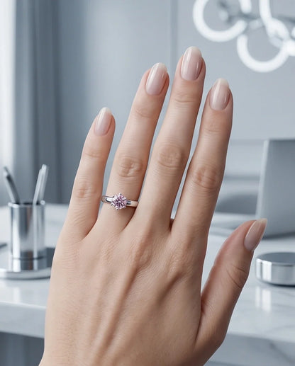 Sterling Silver Classic Round-Cut Pink Sapphire Solitaire Ring