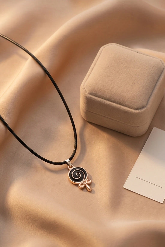 Gold and Black Spiral Lollipop Necklace
