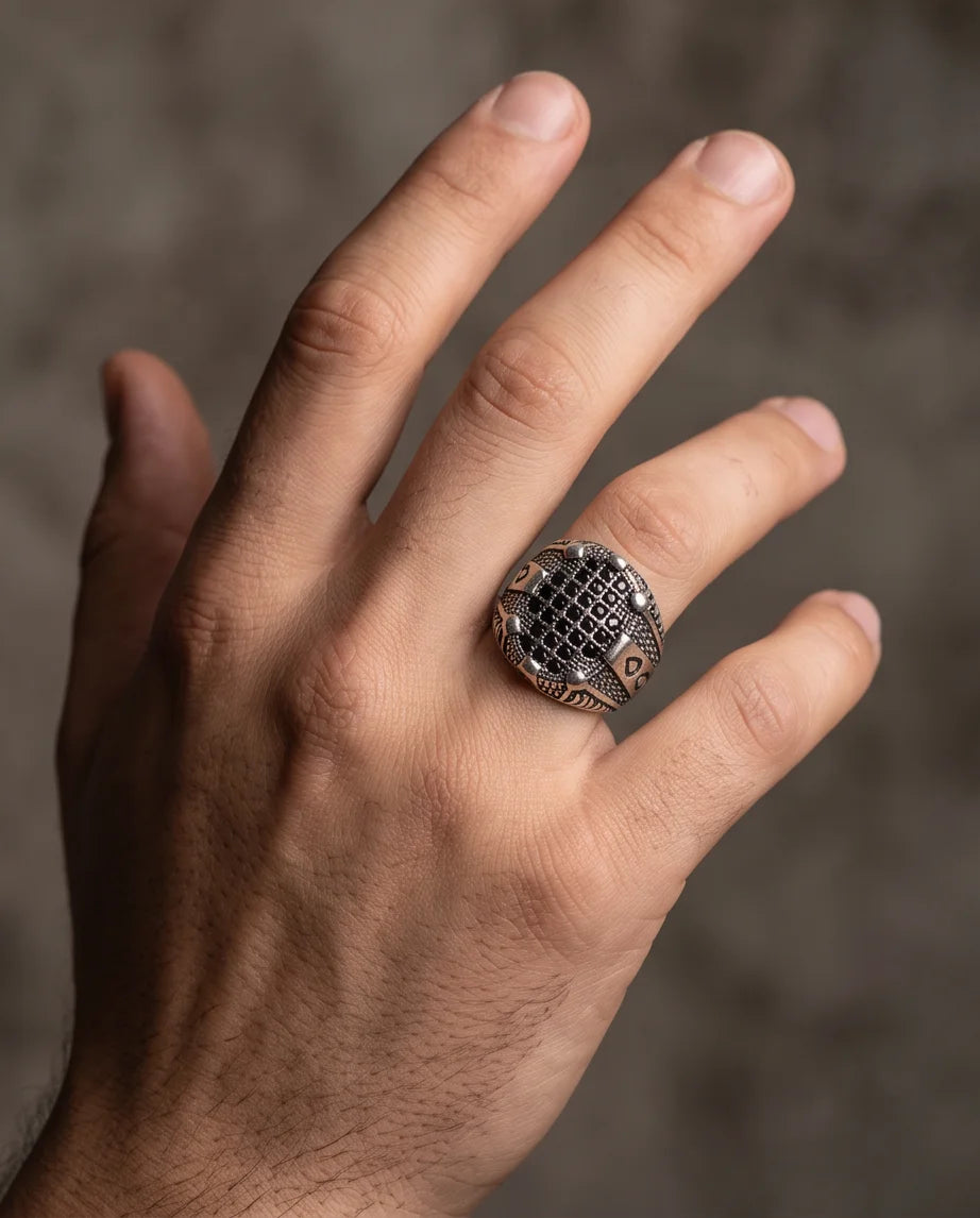 Shadow Cross Pavé Signet Ring