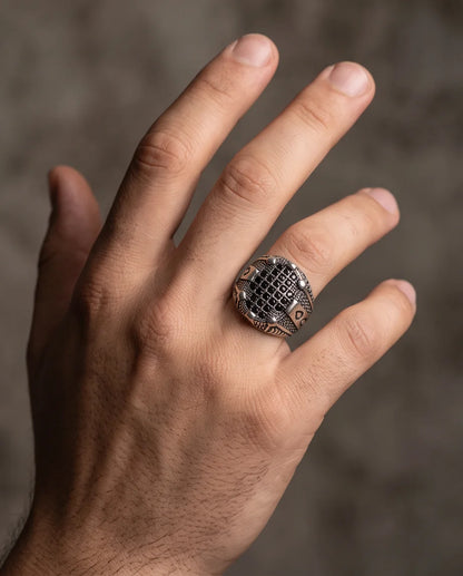 Shadow Cross Pavé Signet Ring