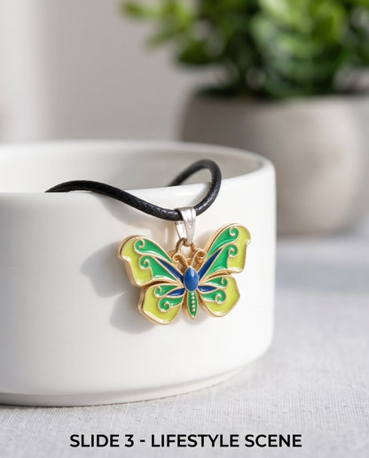 Vibrant Multi-Color Butterfly Pendant Necklace