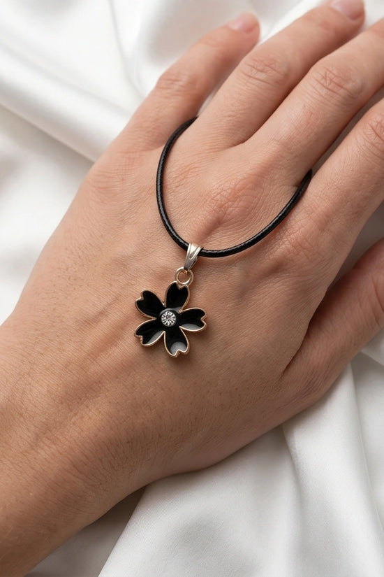Gold and Black Cherry Blossom Necklace