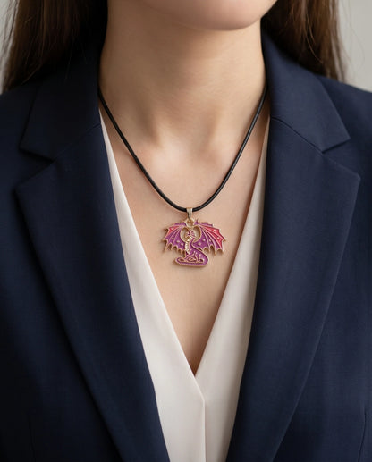 Celestial Magenta Dragon Pendant Necklace