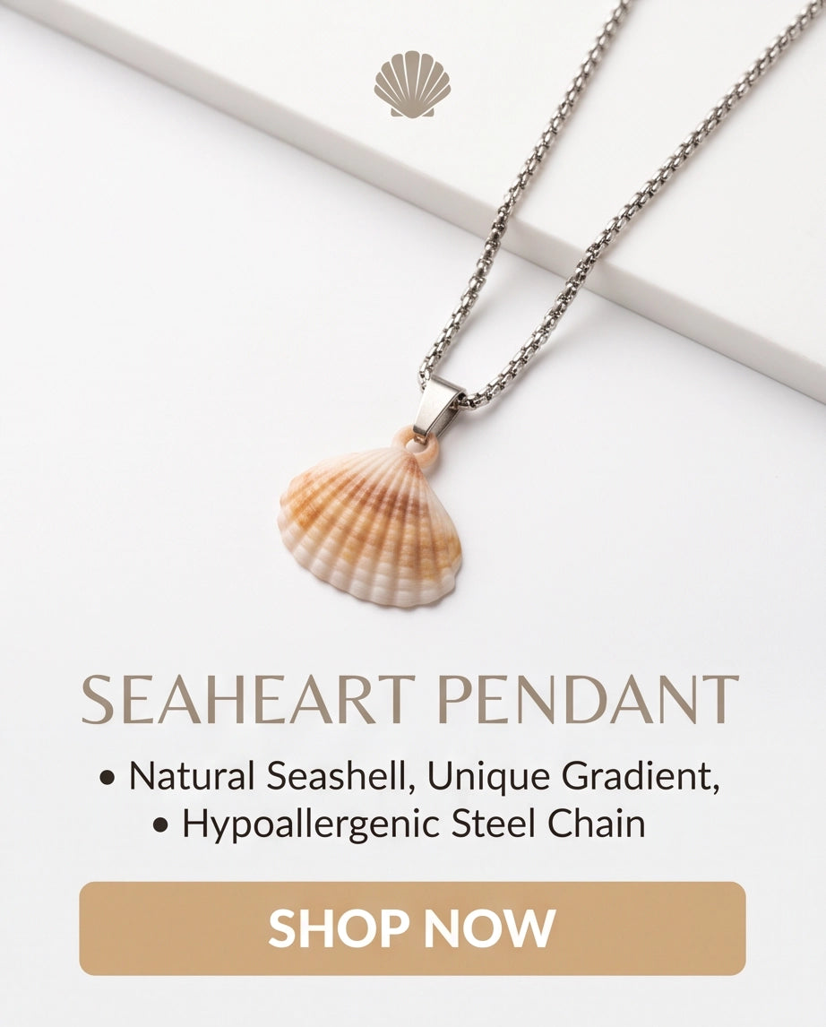 Silver Natural Seashell Pendant Chain Necklace