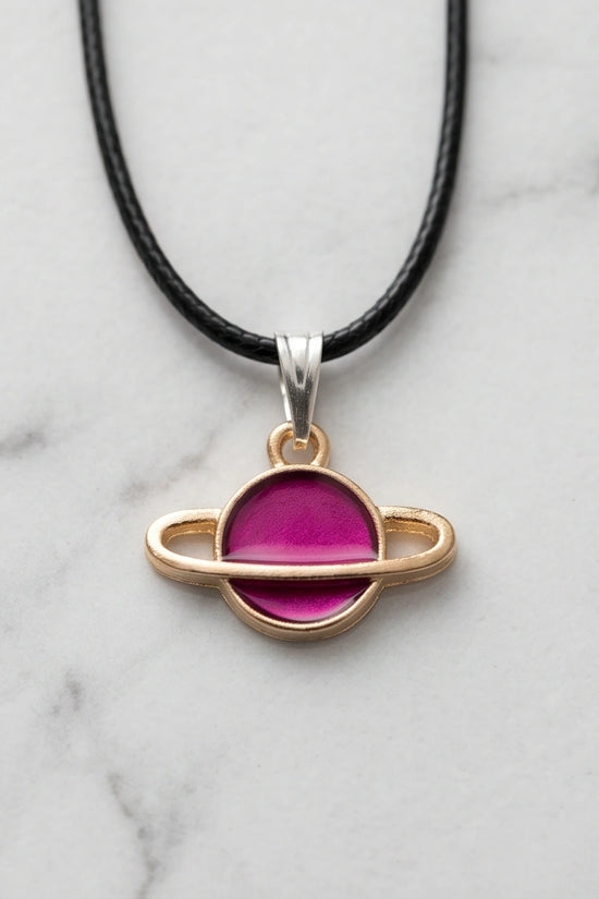 Magenta Saturn Planet Pendant