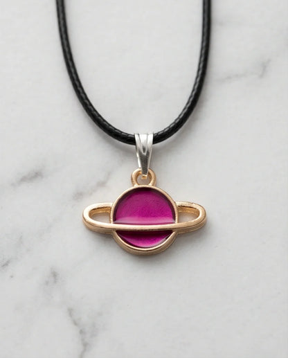 Magenta Saturn Planet Pendant