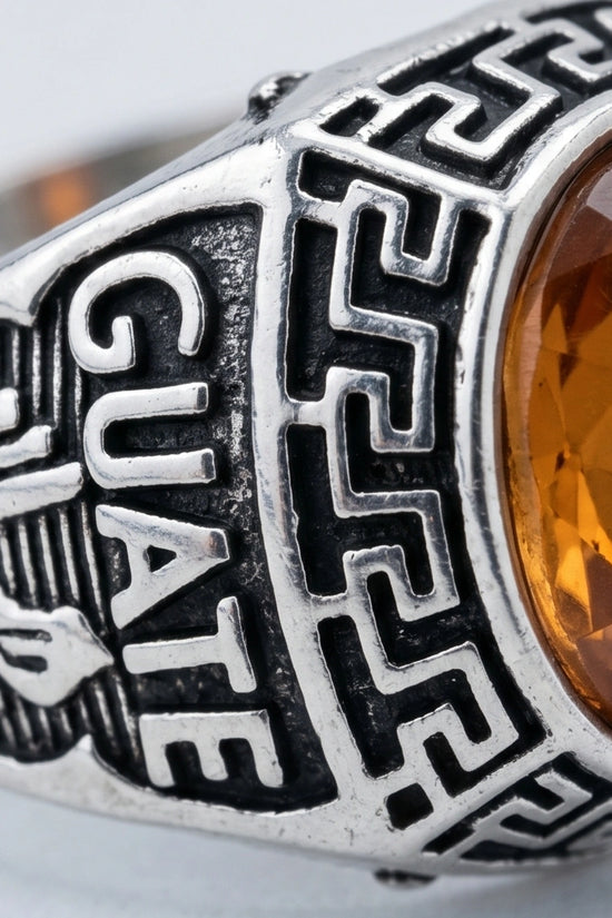 Vintage Amber Citrine Signet Ring