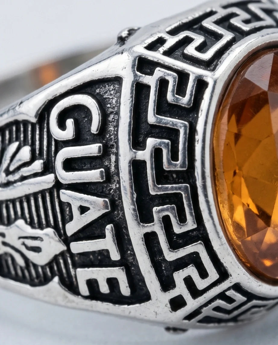 Vintage Amber Citrine Signet Ring