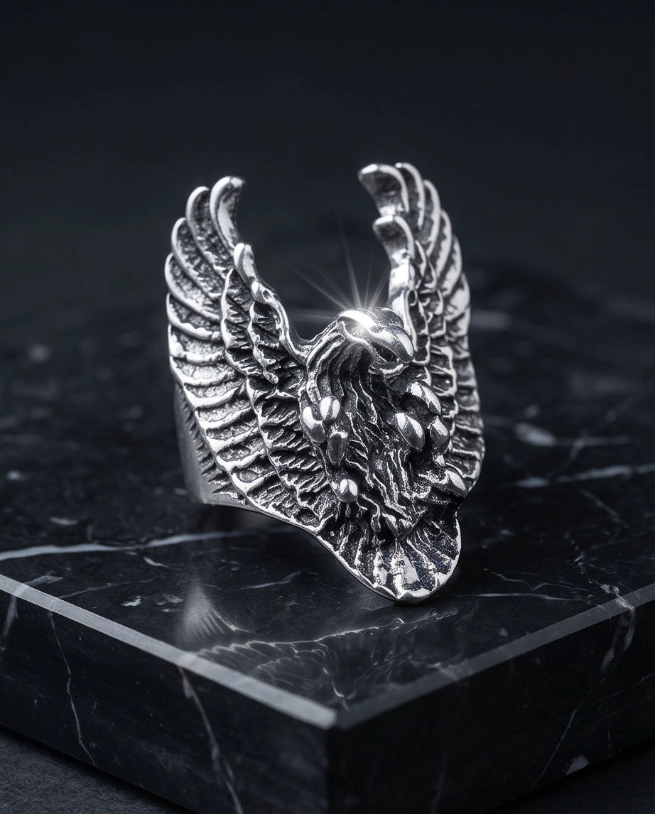 Oxidized Silver Phoenix Sculpted Ring