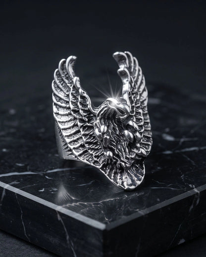 Oxidized Silver Phoenix Sculpted Ring