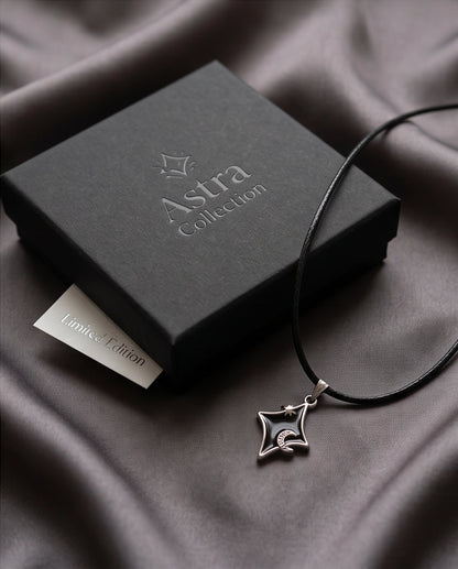 Celestial Black Starburst Moon Pendant Necklace