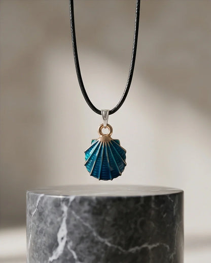 Ocean Teal Scallop Shell Pendant