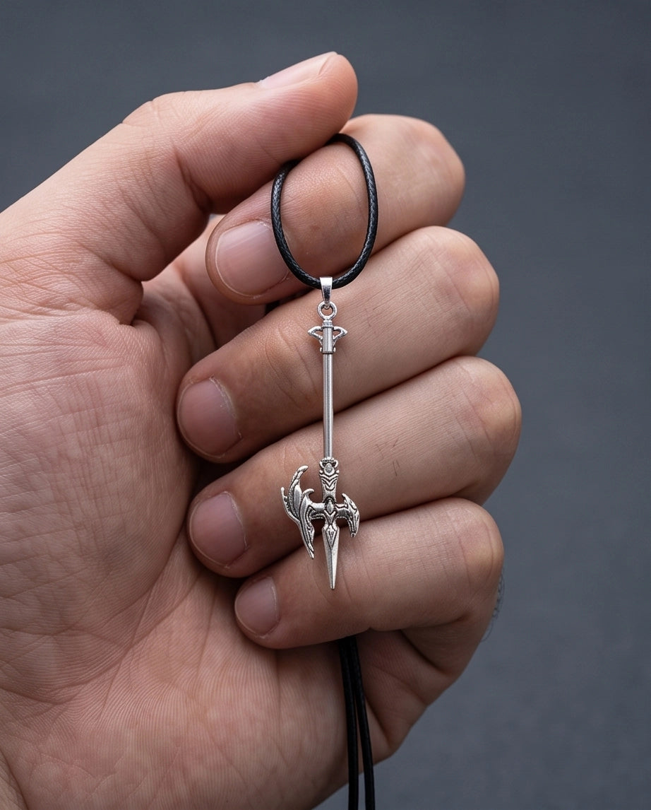 Winged Halberd Spear Necklace
