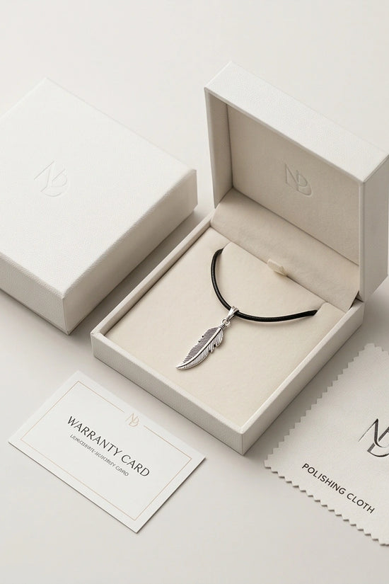 Silver Curved Retro Feather Necklace