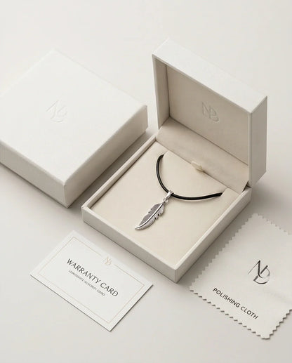 Silver Curved Retro Feather Necklace