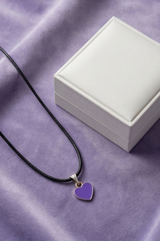 Minimalist Purple Heart Enamel Pendant Necklace