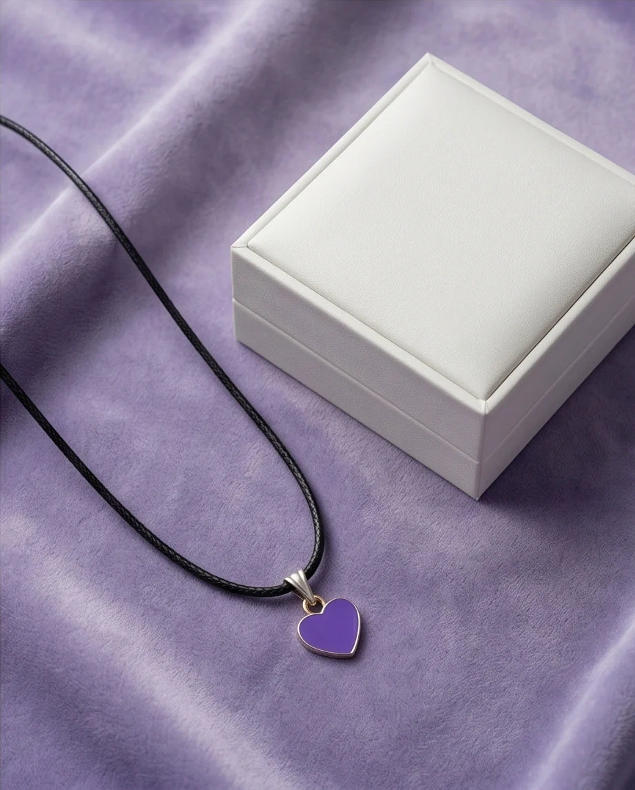 Minimalist Purple Heart Enamel Pendant Necklace
