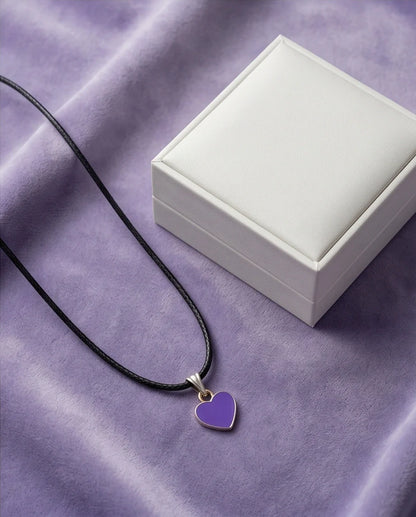 Minimalist Purple Heart Enamel Pendant Necklace