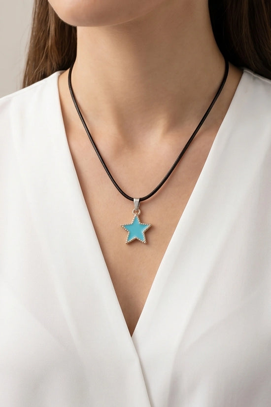 Gold and Turquoise Beaded Star Necklace