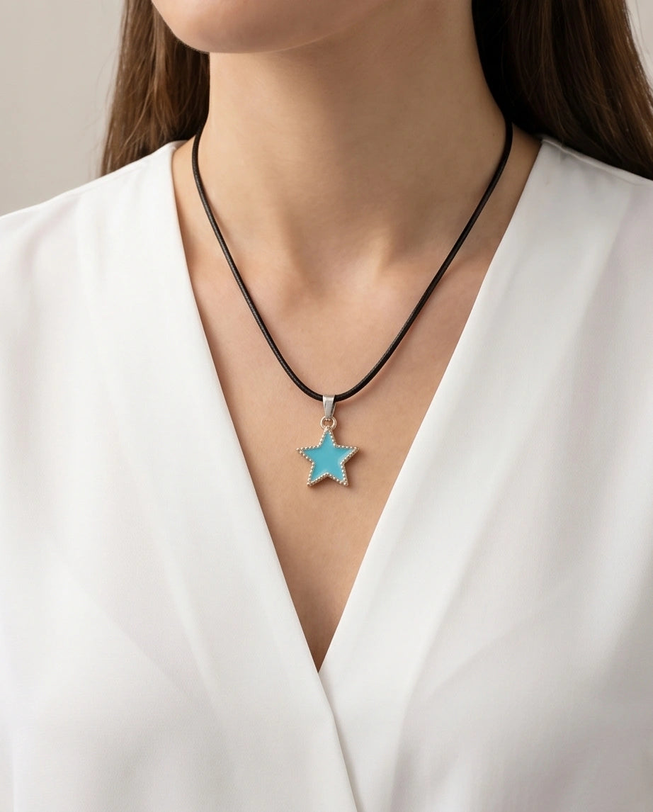 Gold and Turquoise Beaded Star Necklace