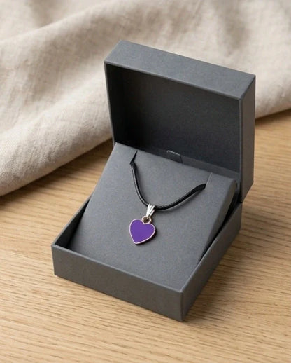 Minimalist Purple Heart Enamel Pendant Necklace