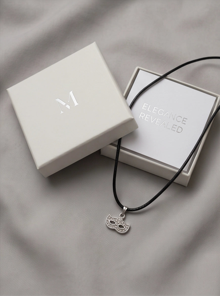 Silver Masquerade Mask Pendant Necklace