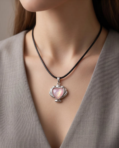 Iridescent Seashell Heart Pendant Necklace