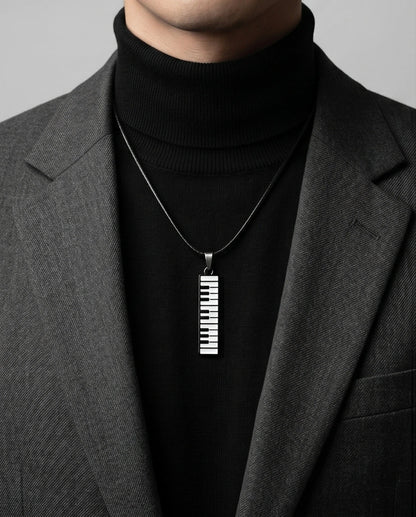Black and White Piano Key Vertical Necklace