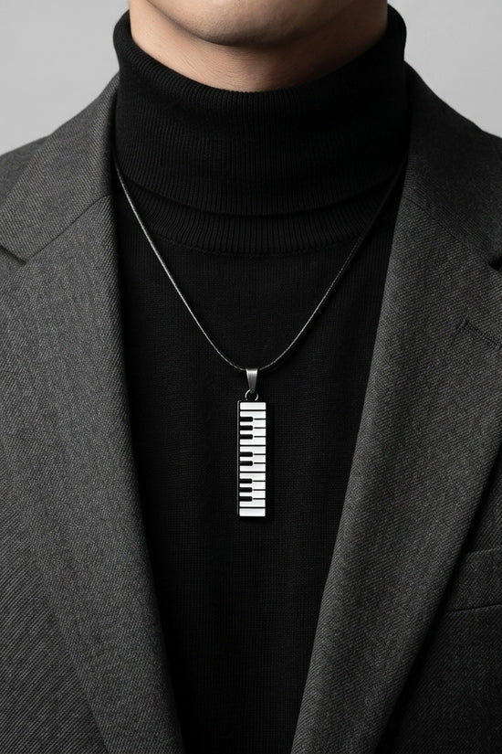 Black and White Piano Key Vertical Necklace