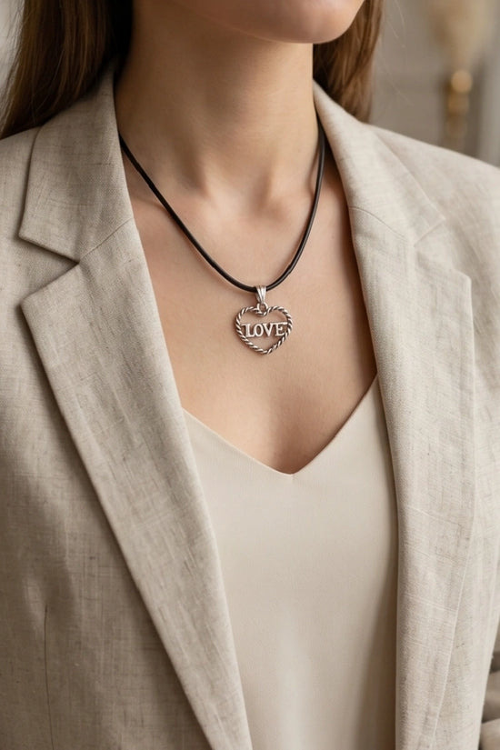 The Sweet Bond: Twisted Heart "LOVE" Pendant Necklace