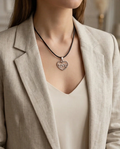 The Sweet Bond: Twisted Heart "LOVE" Pendant Necklace