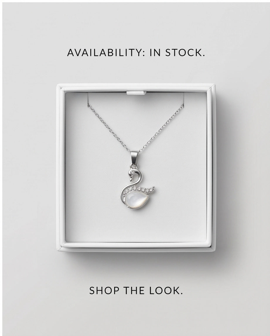 Silver Mother of Pearl Swan Pendant Necklace