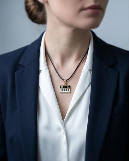 Gold and Black Synthesizer Keyboard Necklace