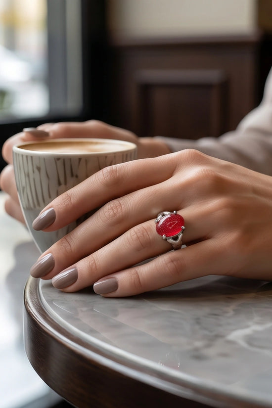 Majestic Lion Red Goldstone Ring