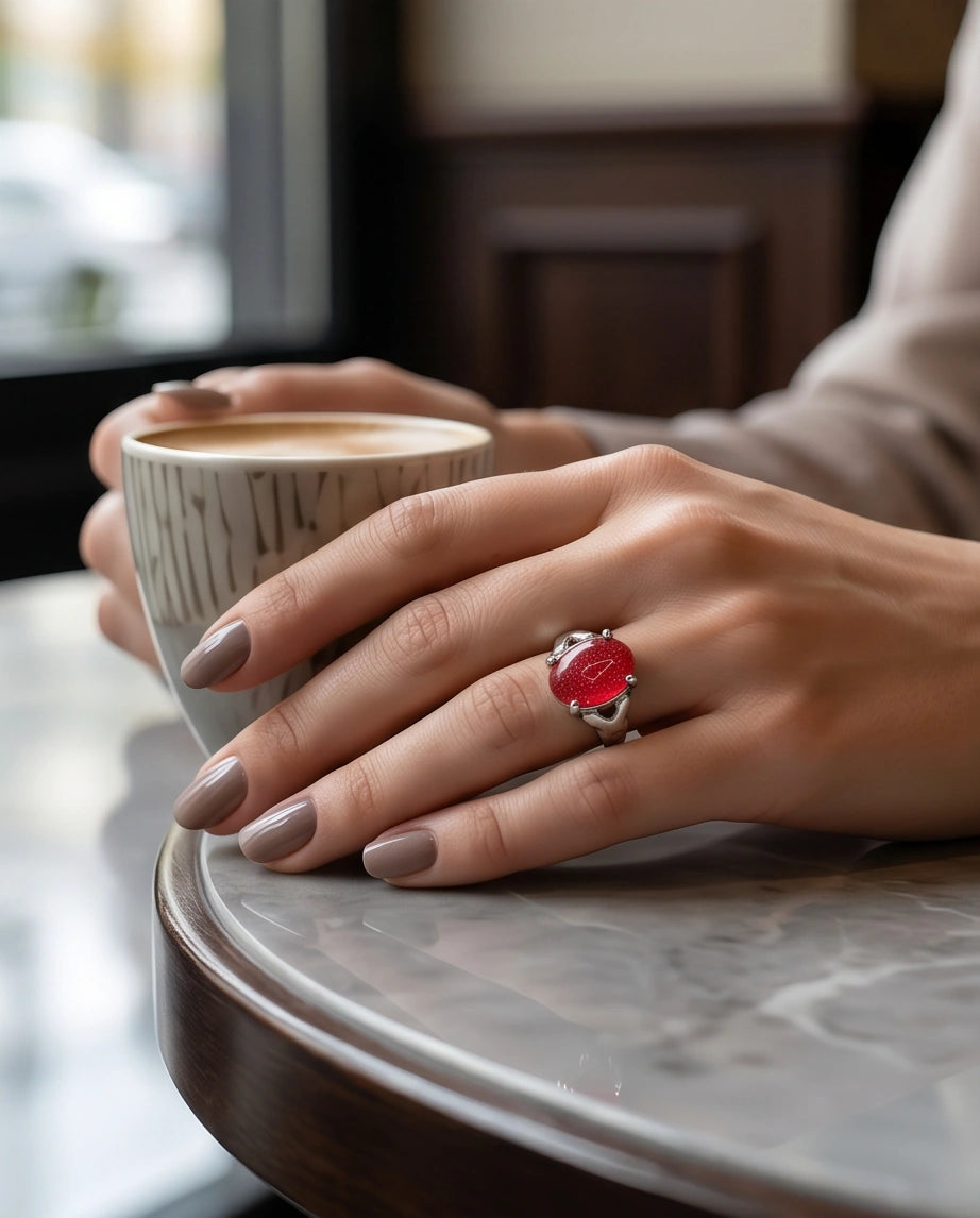 Majestic Lion Red Goldstone Ring