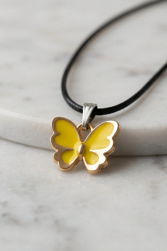 Golden Glow Butterfly Pendant Necklace